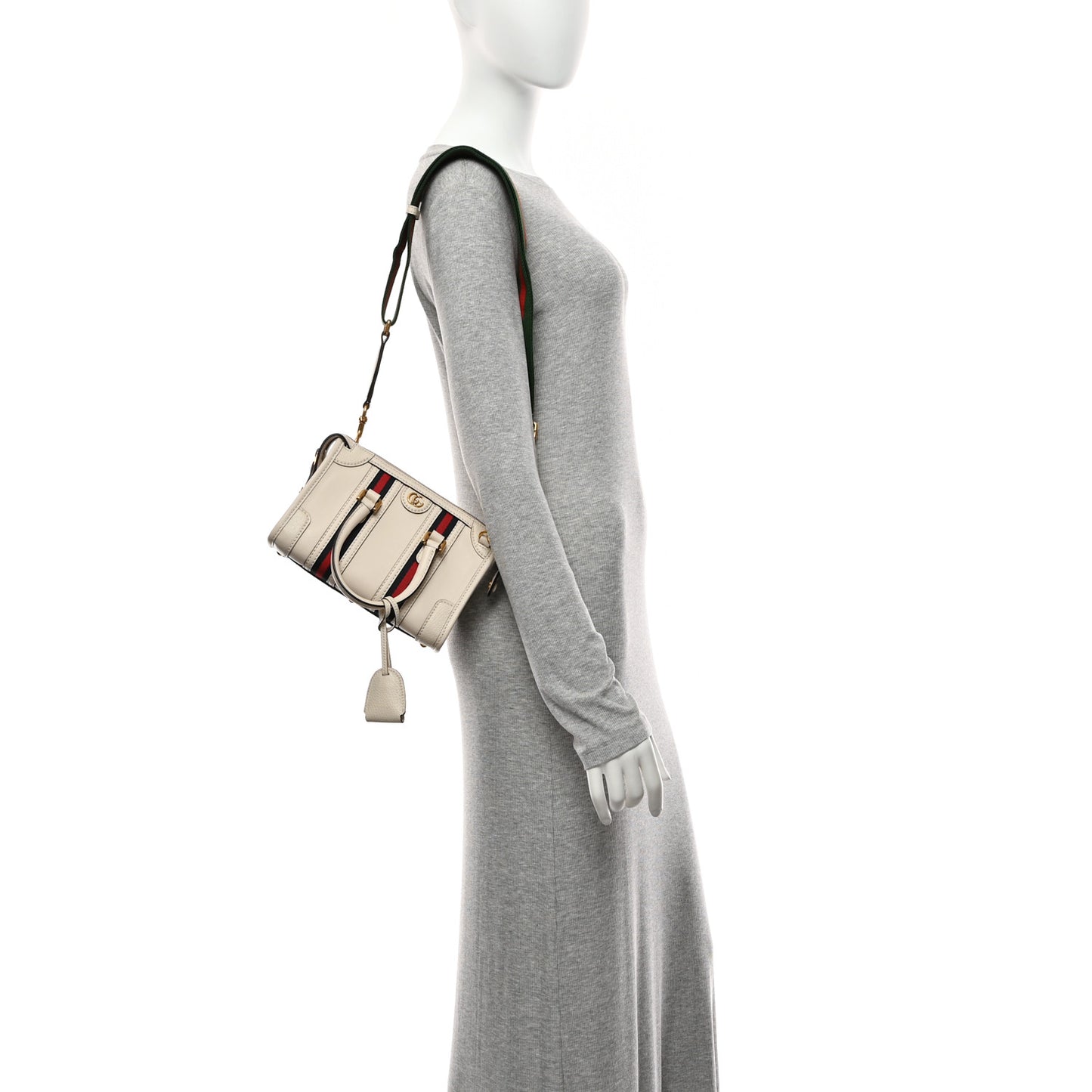 Koi Calfskin Web Mini Bauletto Duffle Top Handle Bag Mystic White