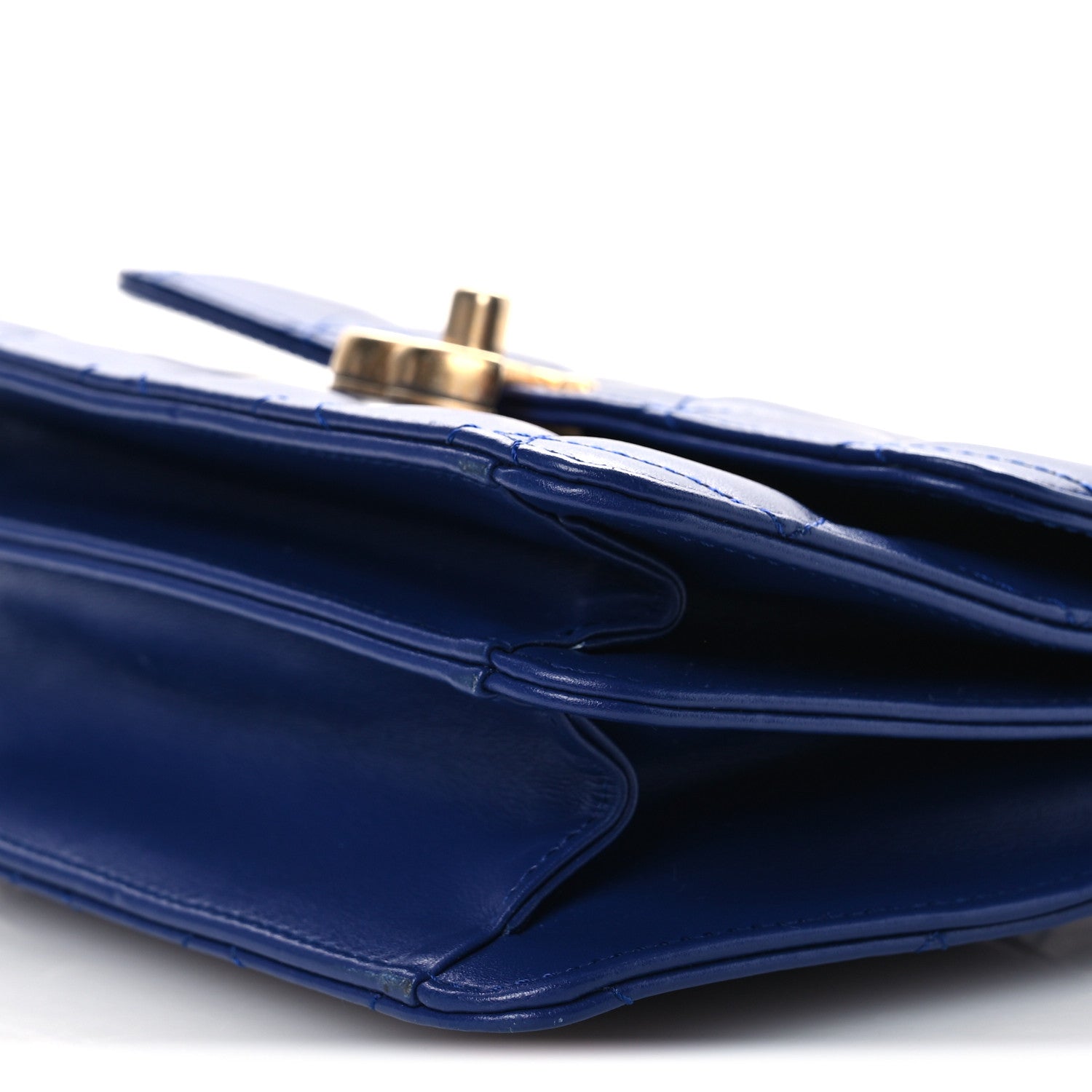 Chanel Calfskin Quilted Small Dual Handle Chain Flap Bag  Blue 10 of 11