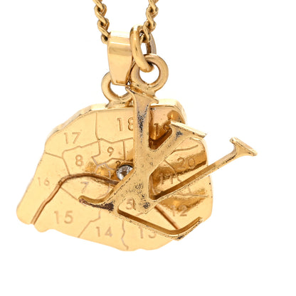 Louis Vuitton Metal Crystal LV Paris Map Necklace Gold 8 of 9