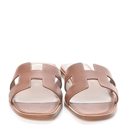 Hermes Box Calfskin Oran Sandals 39 Gold 2 of 8