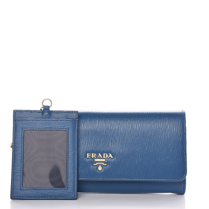 Prada Vitello Move Continental Flap Wallet Cobalto 3 of 12