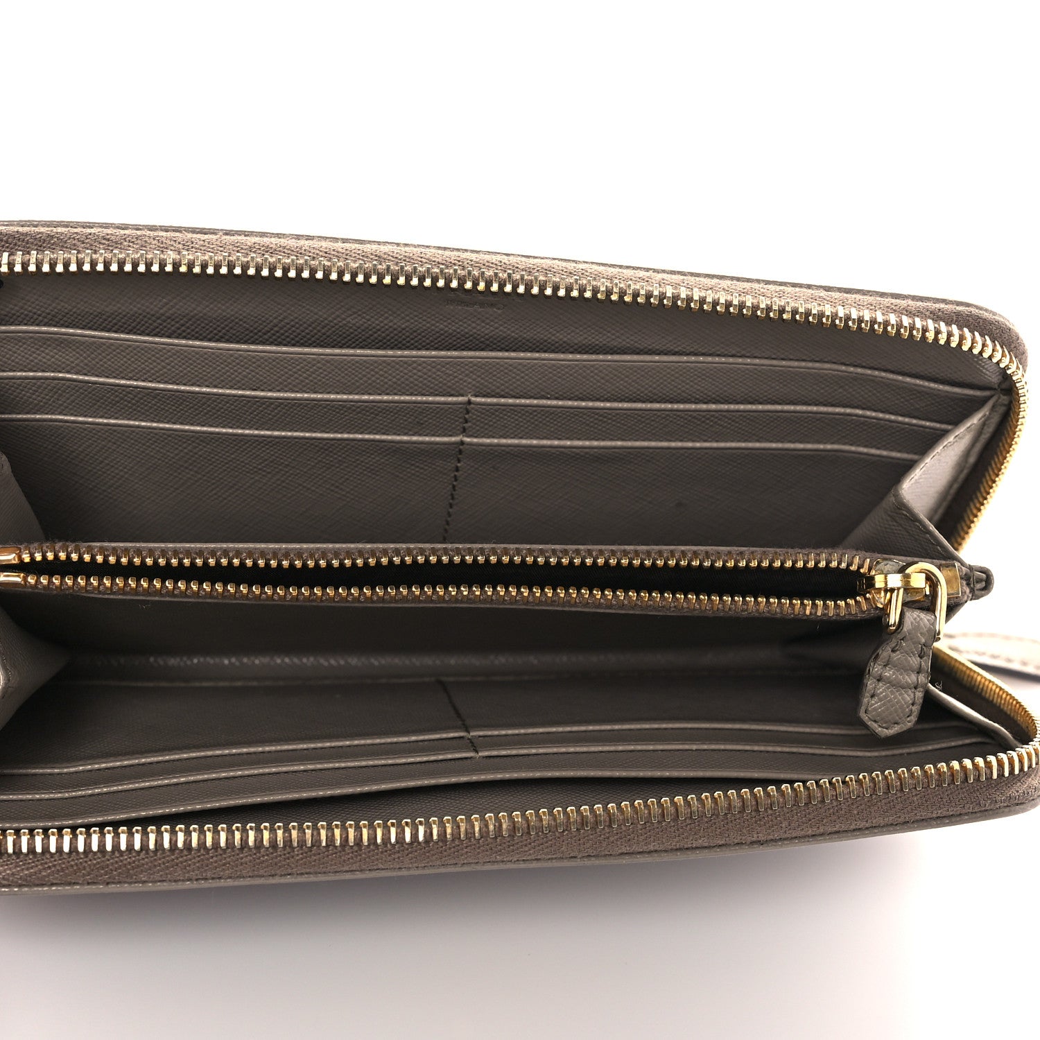 Prada Saffiano Metal Zip Around Wallet Argilla 5 of 10