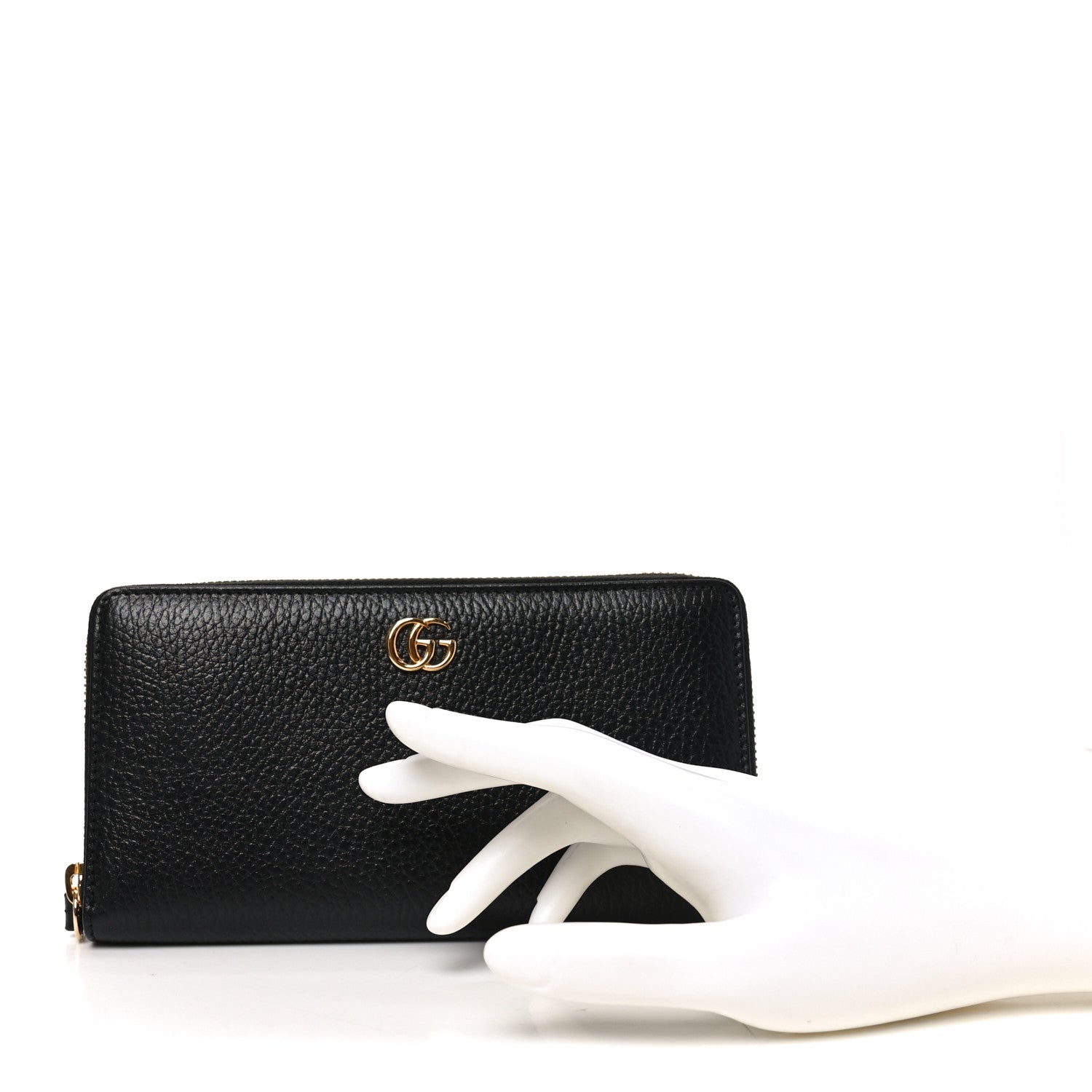 Gucci Dollar Calfskin GG Marmont Zip Around Wallet Black 2 of 8