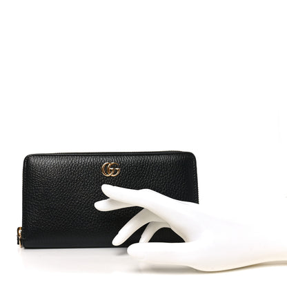Gucci Dollar Calfskin GG Marmont Zip Around Wallet Black 2 of 8