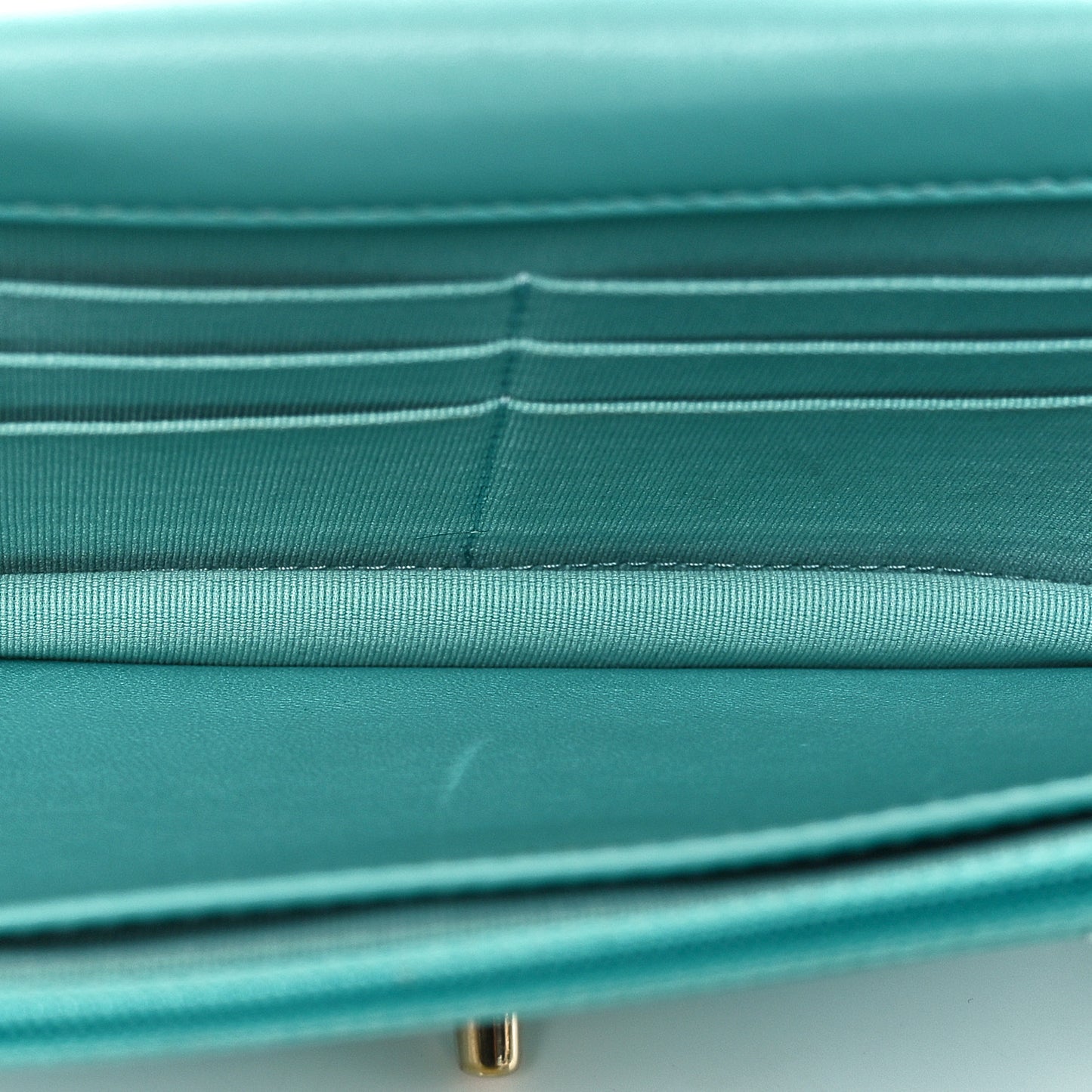 Lambskin Quilted Trendy CC Wallet On Chain WOC Turquoise