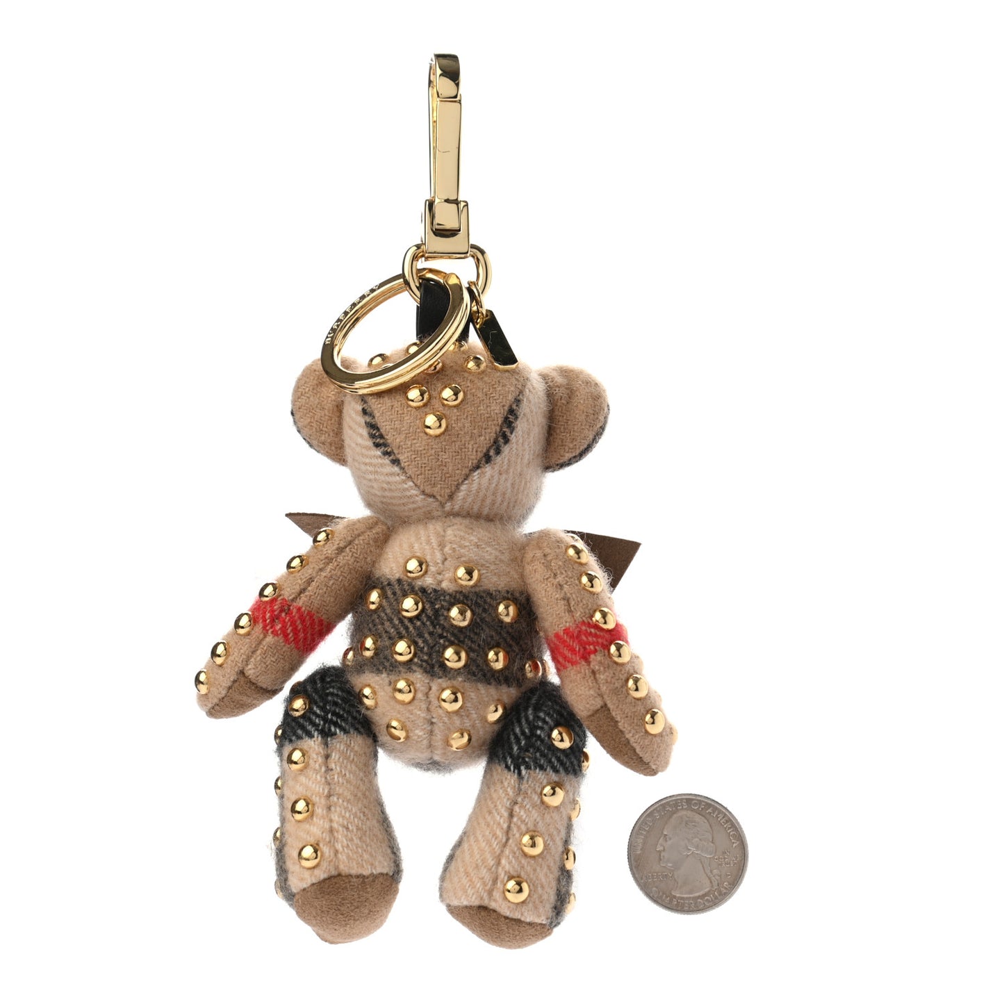 Cashmere Studded House Check Thomas Bear Bag Charm Camel Gold