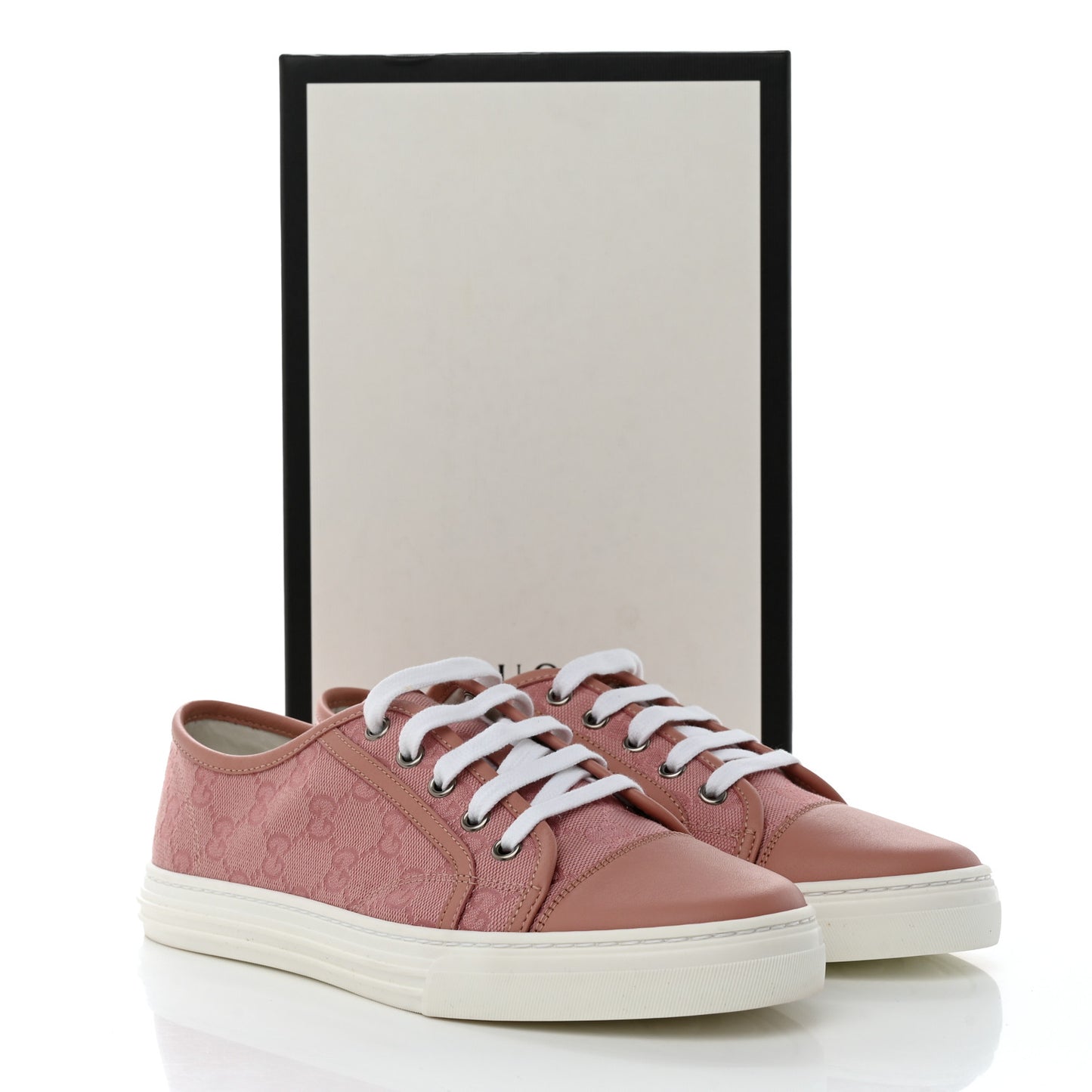 GG Monogram Calfskin Womens Low Top Sneakers 38.5 Pink Soft Pink
