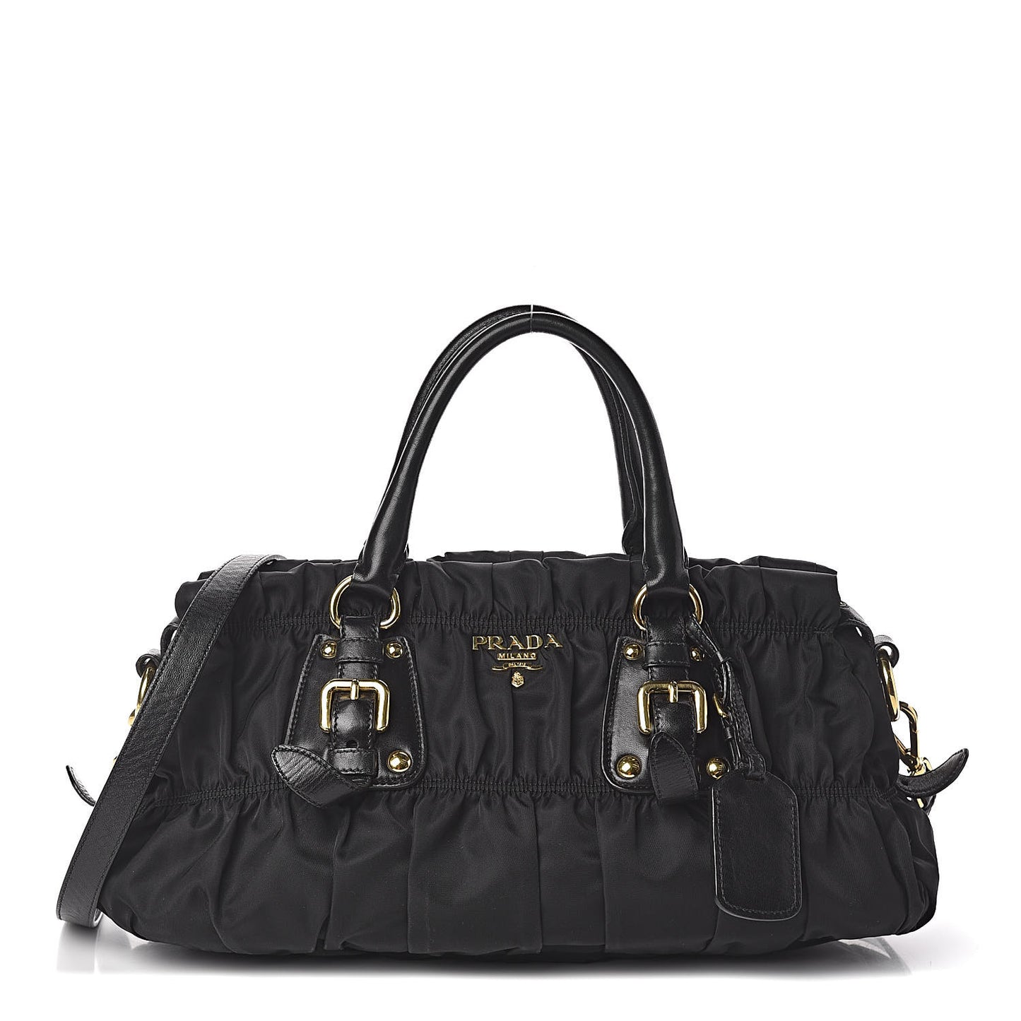 Tessuto Nylon Gaufre Shopping Satchel Black