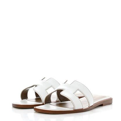 Hermes Box Calfskin Oran Sandals 35 White 3 of 9