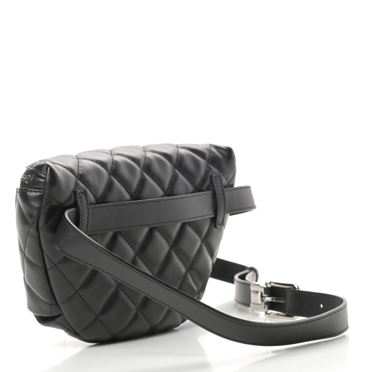 Lambskin Quilted Waist Belt Bag Black