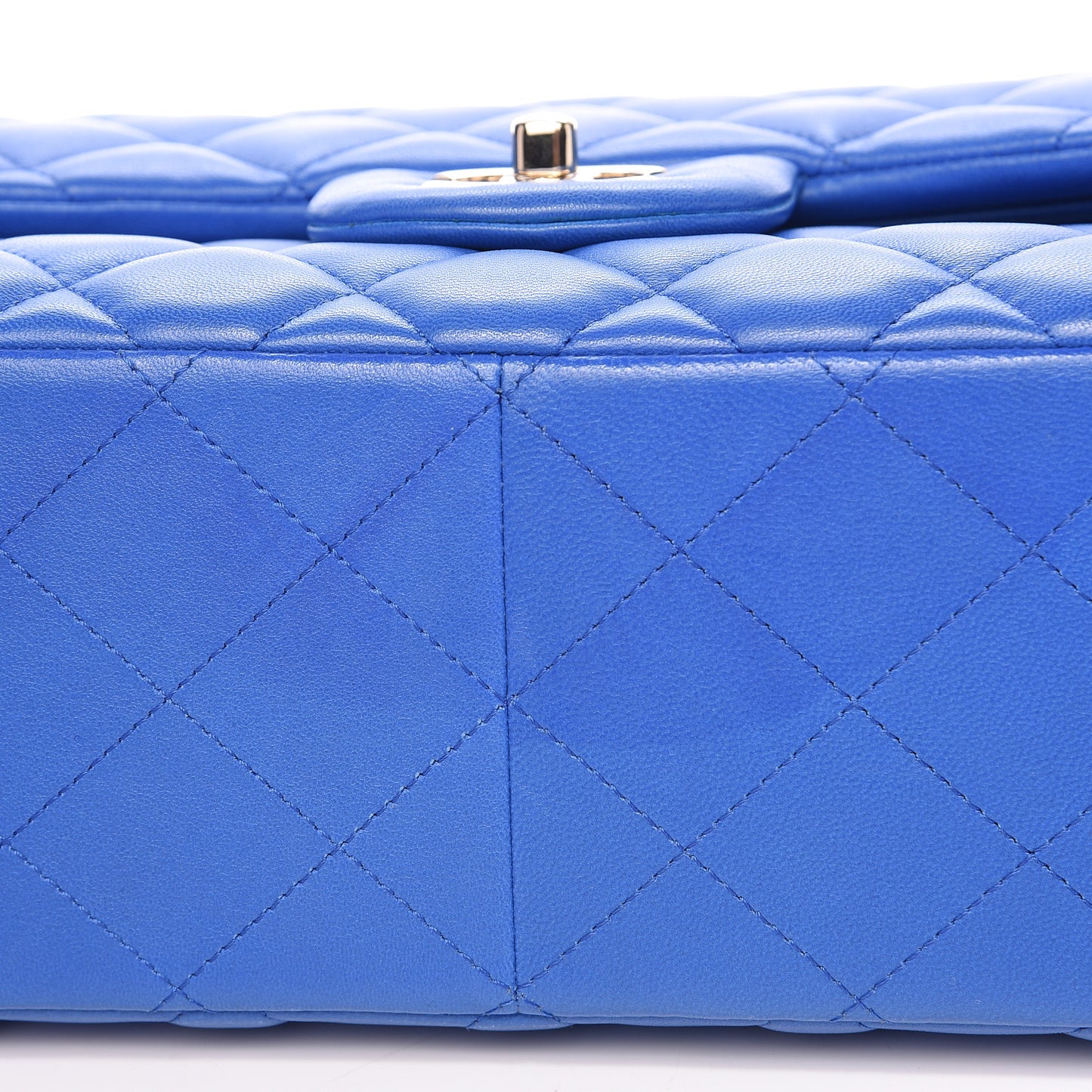 Lambskin Quilted Jumbo Double Flap Blue