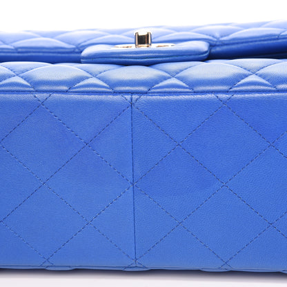 Chanel Lambskin Quilted Jumbo Double Flap Blue 9 of 15