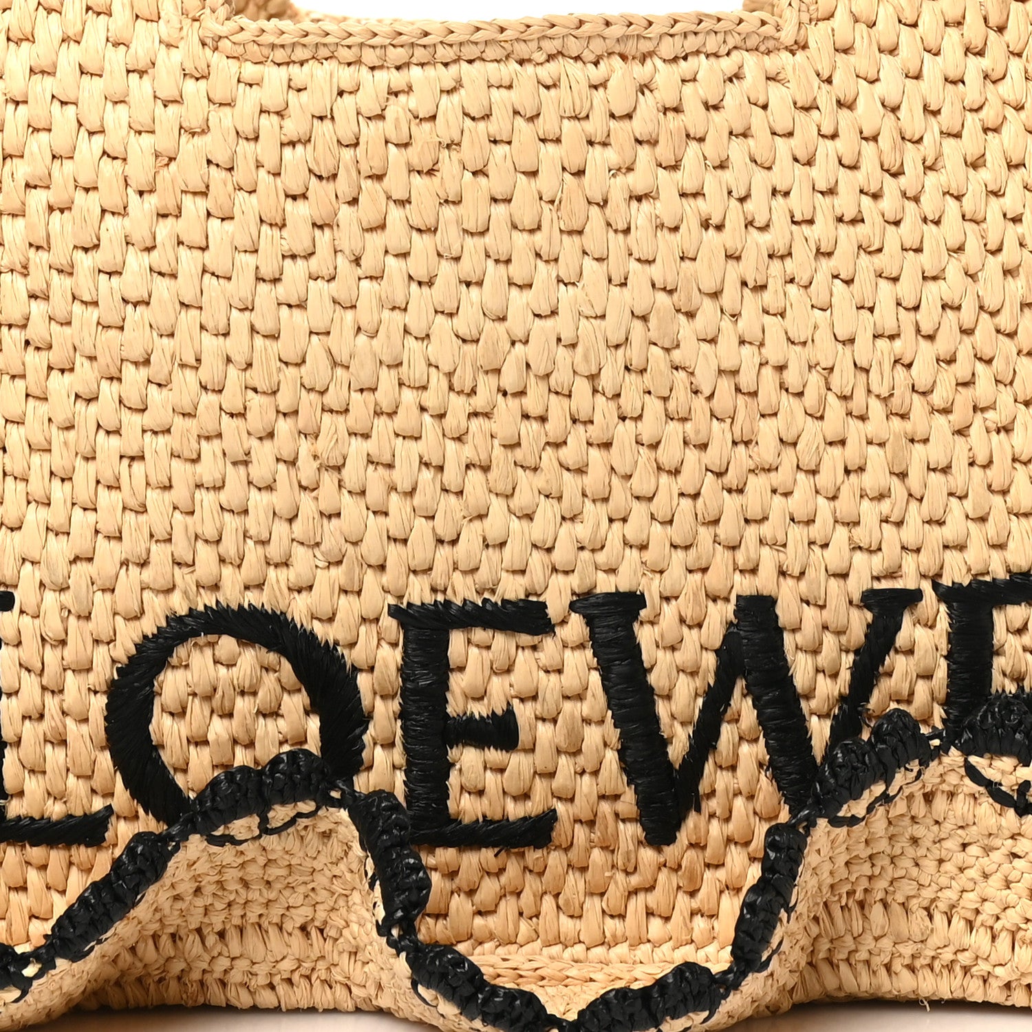 Loewe Calfskin Raffia Paulas Ibiza Small Balloon Ruffles Tote Bag  Natural Black 6 of 8