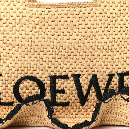 Loewe Calfskin Raffia Paulas Ibiza Small Balloon Ruffles Tote Bag  Natural Black 6 of 8