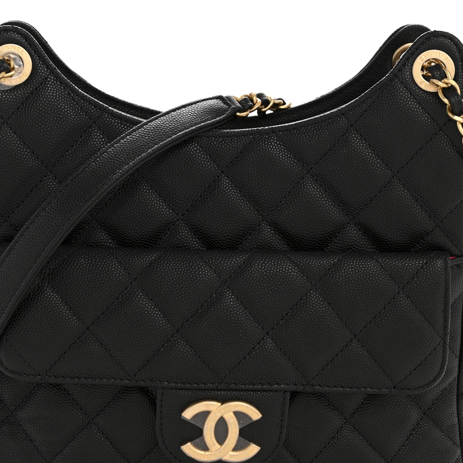 Chanel Caviar Quilted Wavy CC Hobo Black 8 of 11