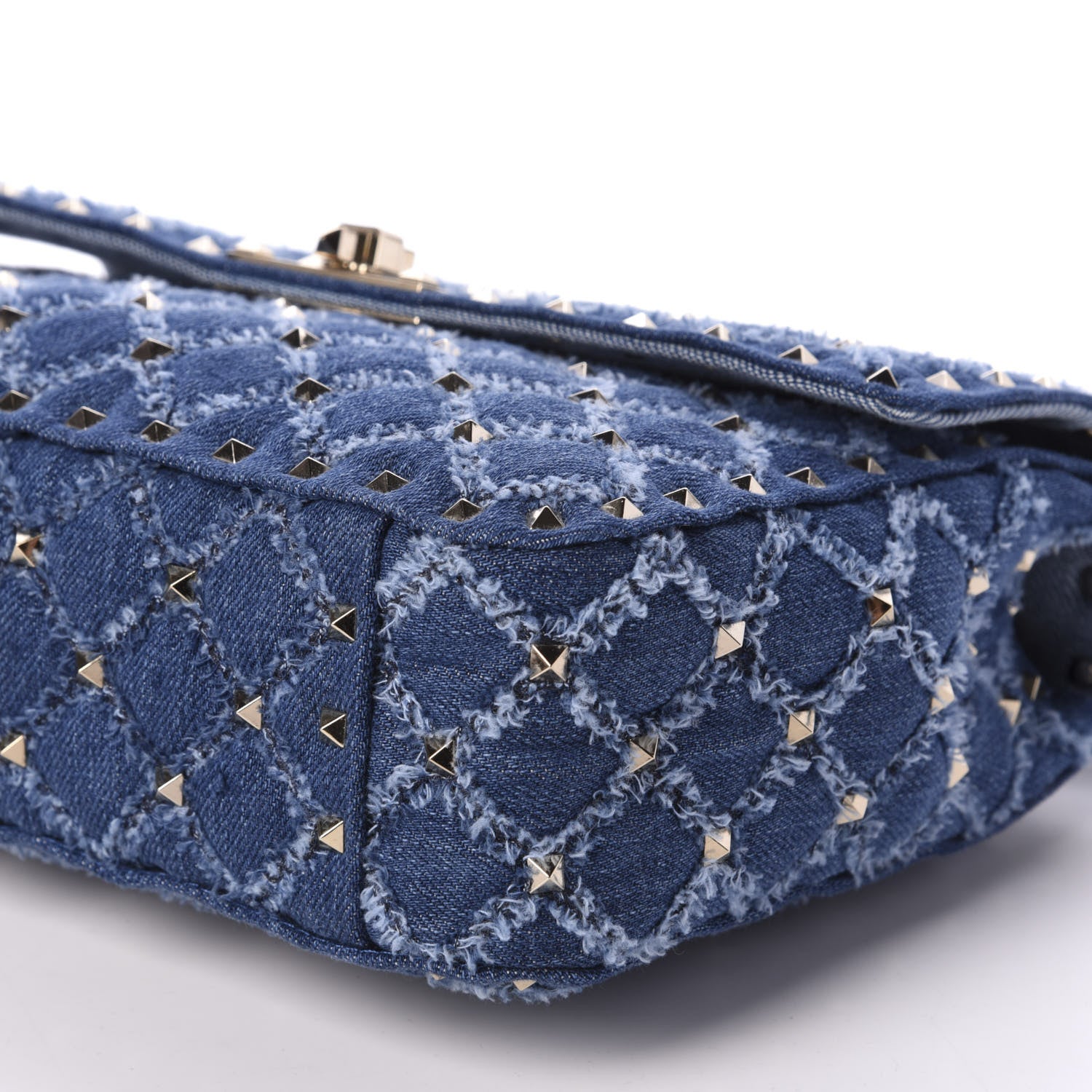 Valentino Garavani Denim Medium Rockstud Spike Shoulder Bag Denim 7 of 9