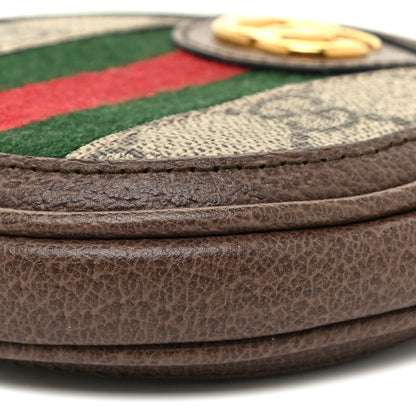Gucci GG Supreme Monogram Web Ophidia Round Coin Purse Beige New Acero 9 of 10