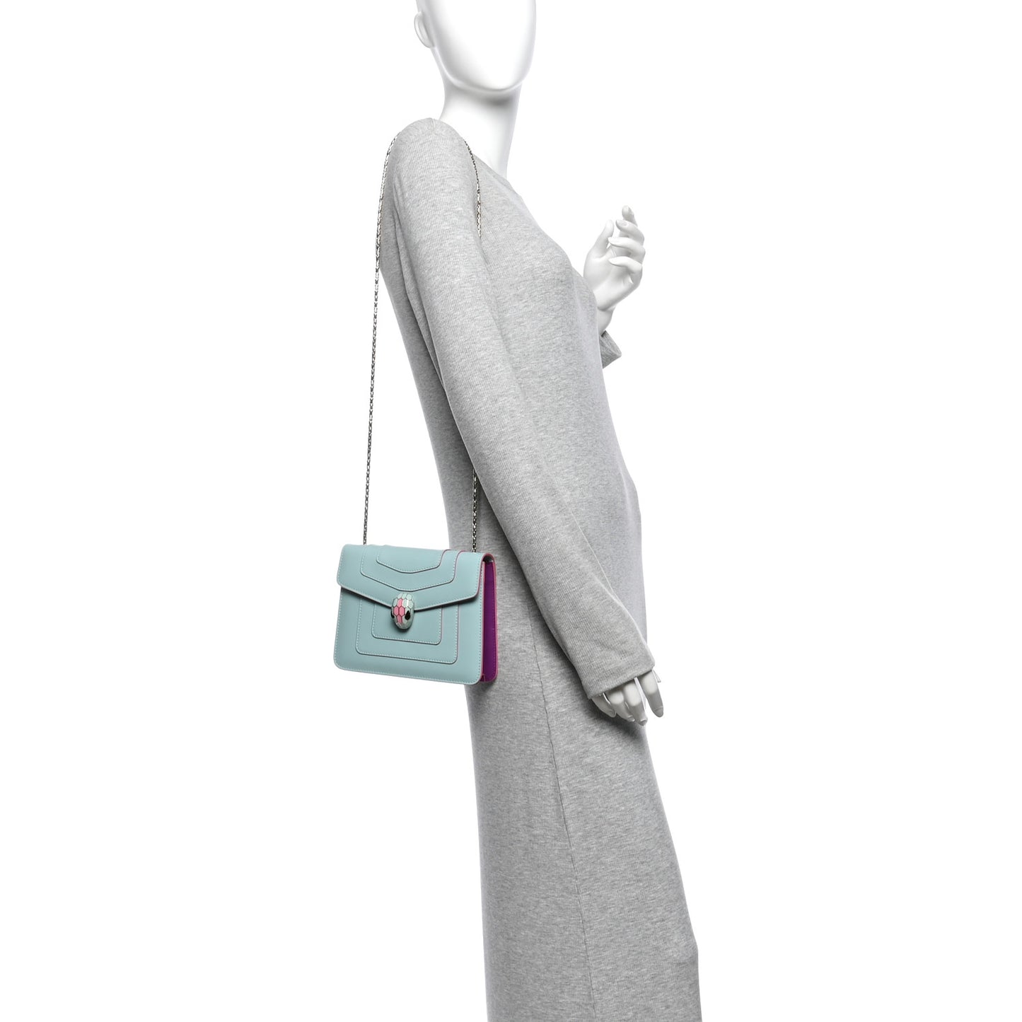 Calfskin Serpenti Forever Crossbody Bag Light Blue