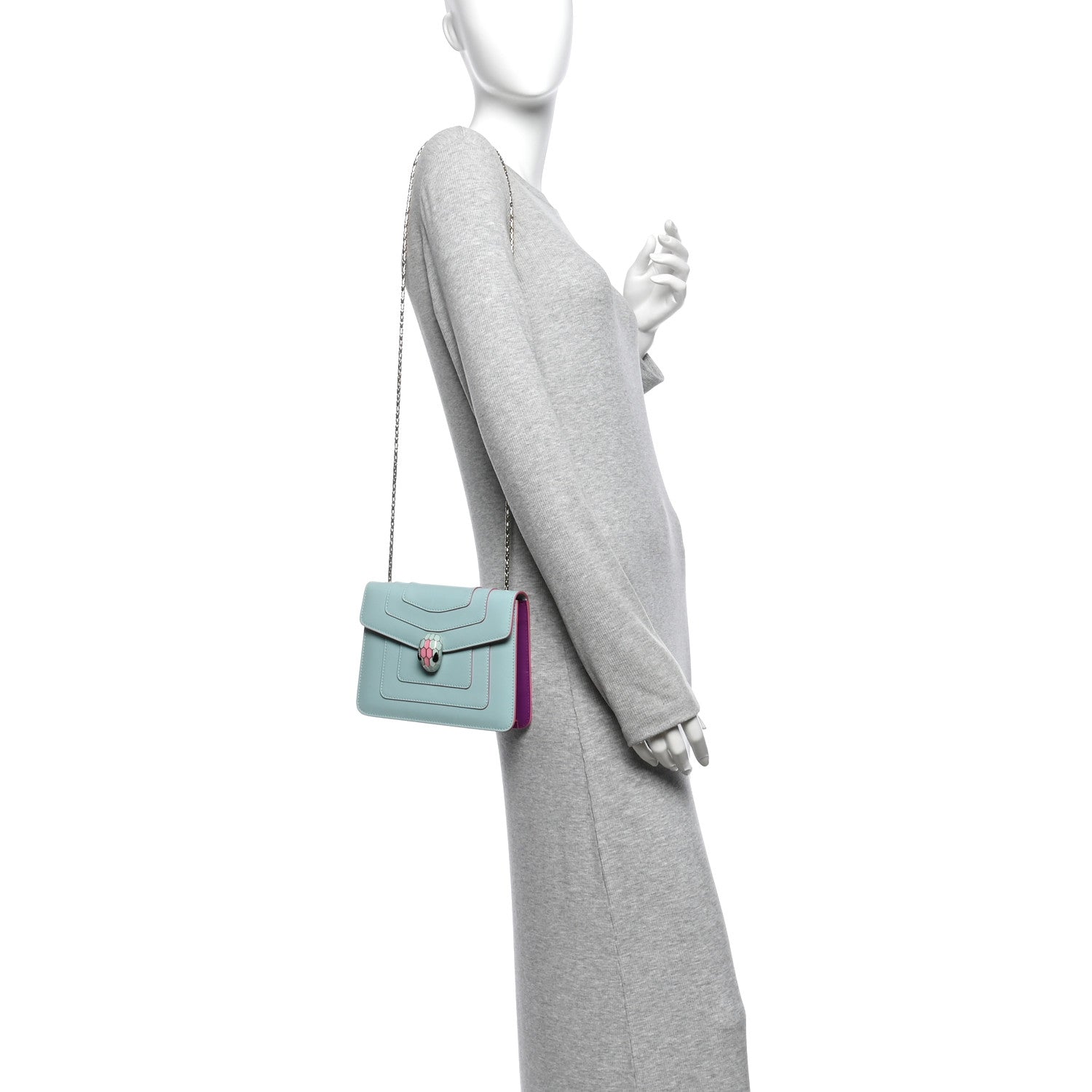 Bulgari Calfskin Serpenti Forever Crossbody Bag Light Blue 2 of 10