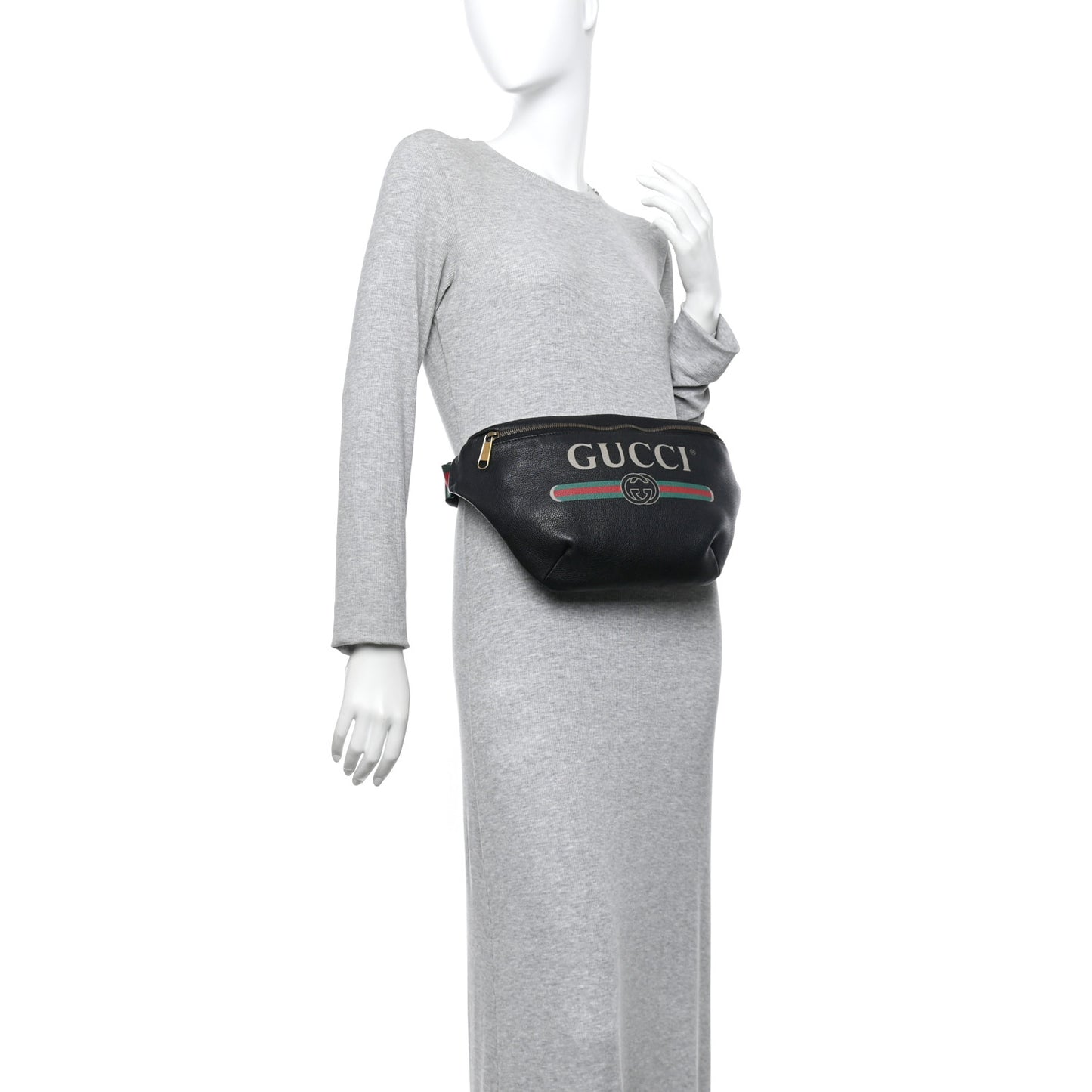Grained Calfskin Logo Belt Bag Black