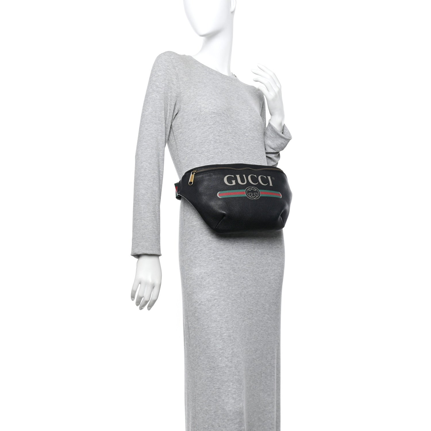 Gucci Grained Calfskin Logo Belt Bag Black 2 of 11