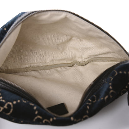 Gucci Velvet GG Monogram Web Belt Bag Blue Beige 5 of 10