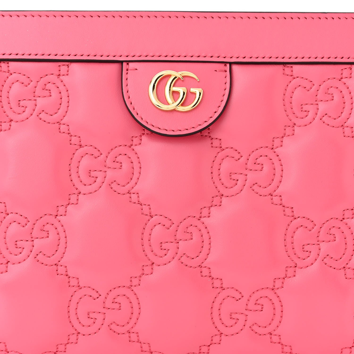 Gucci Calfskin GG Matelasse Small Slim Chain Shoulder Bag Rhodamine Pink Natural 6 of 12
