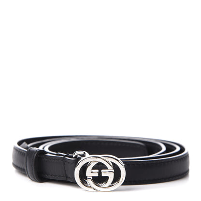 Gucci Moon Calfskin Nickel Interlocking G 20mm Belt 90 36 Black 1 of 5