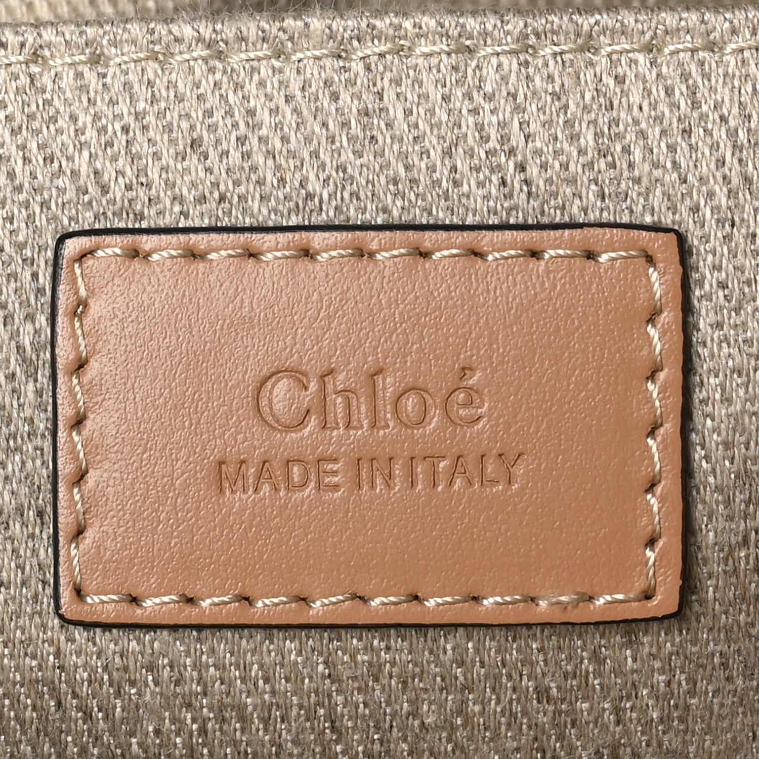 Chloe Linen Calfskin Small Woody Ribbon Tote With Strap White Light Brown 6 of 10