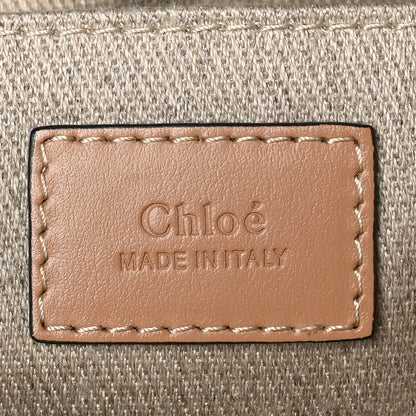 Chloe Linen Calfskin Small Woody Ribbon Tote With Strap White Light Brown 6 of 10