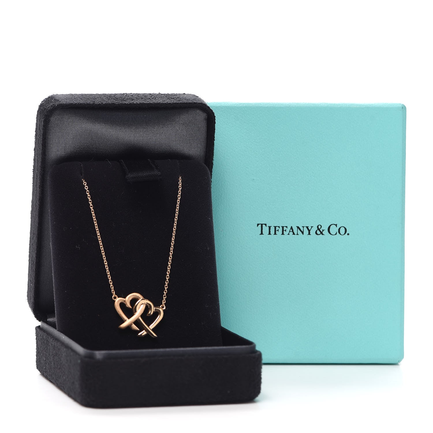 Tiffany 18K Rose Gold Paloma Picasso Loving Heart Interlocking Pendant Necklace 7 of 7