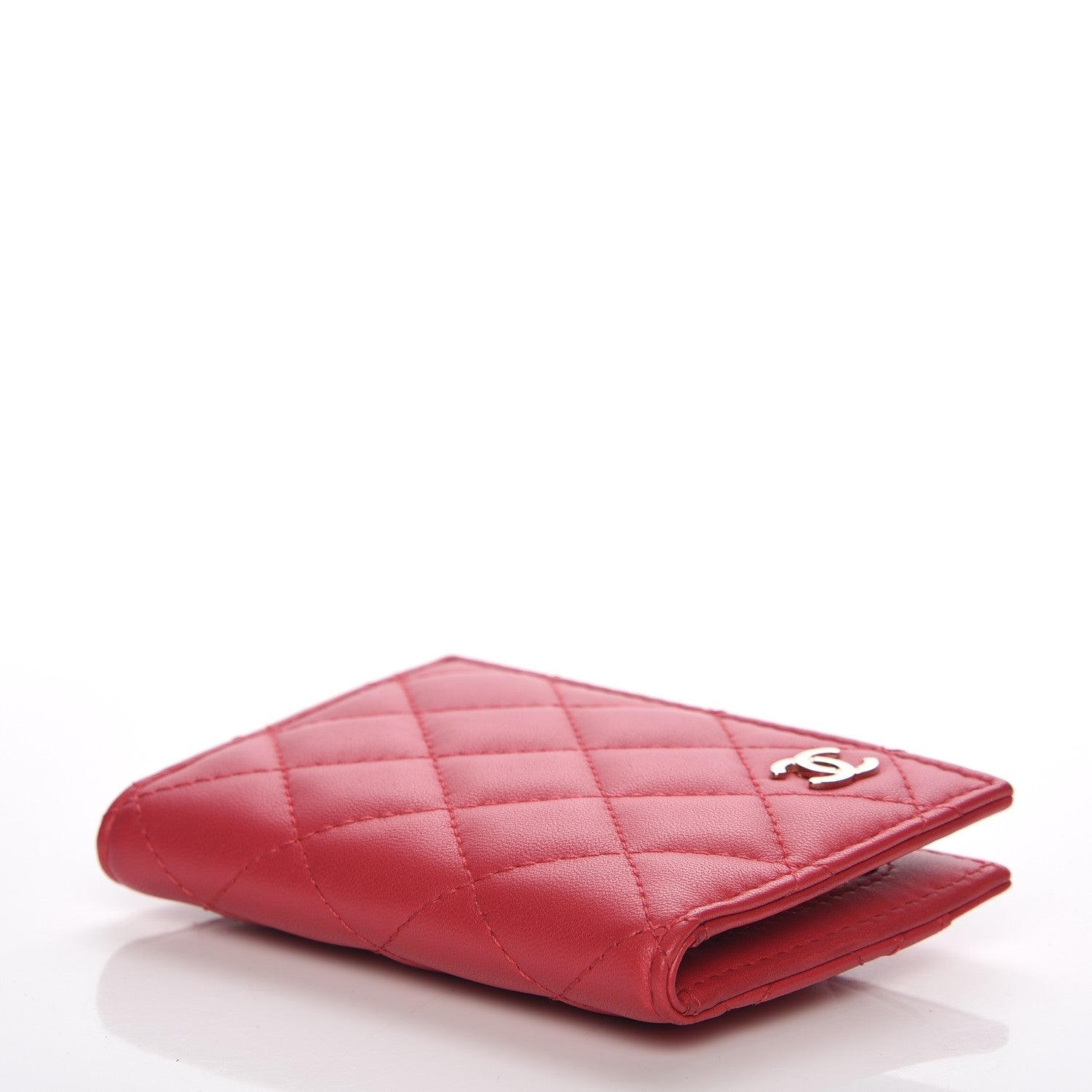 Chanel Lambskin Quilted Card Holder Wallet Dark Pink 4 of 8