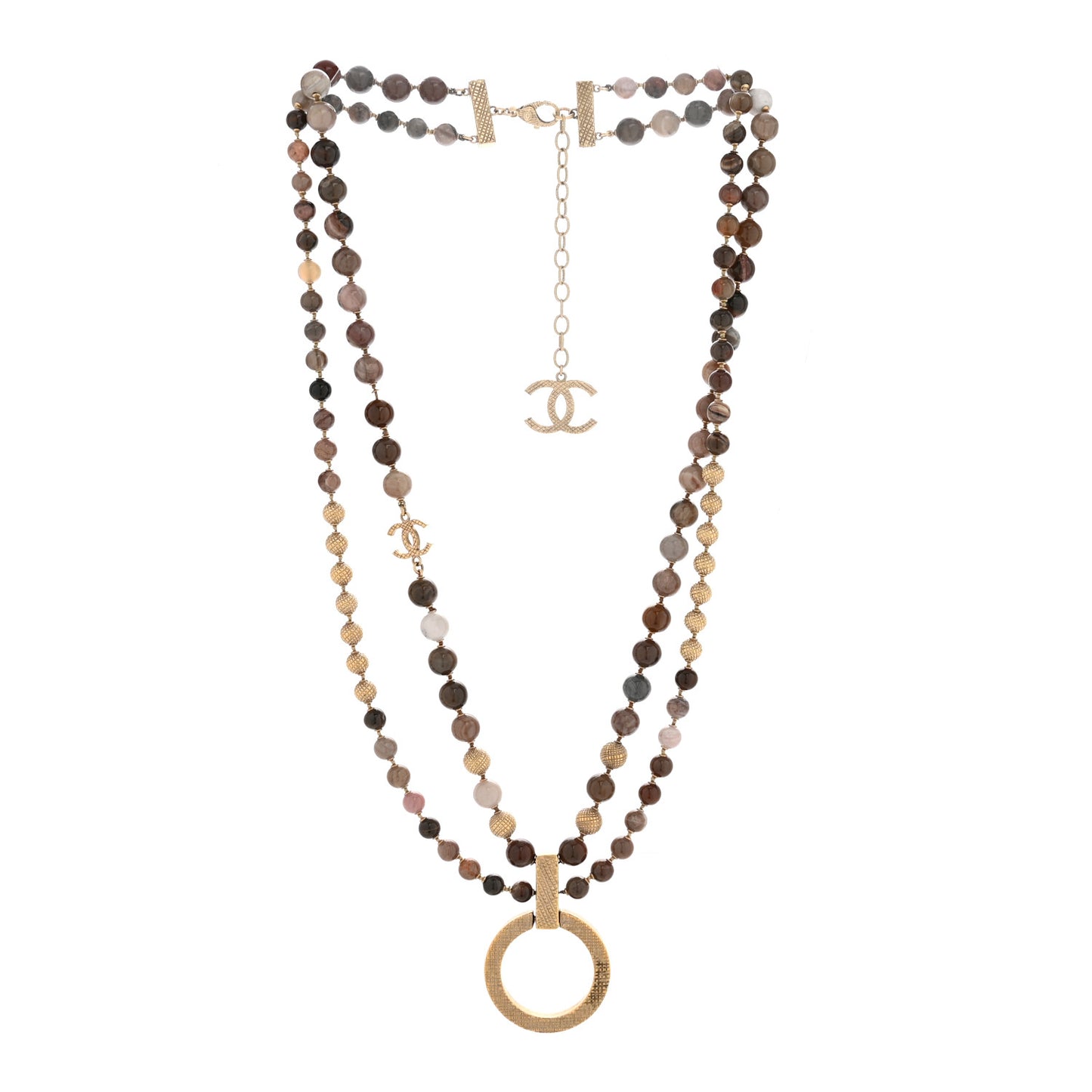 Beaded CC Necklace Gold Mauve