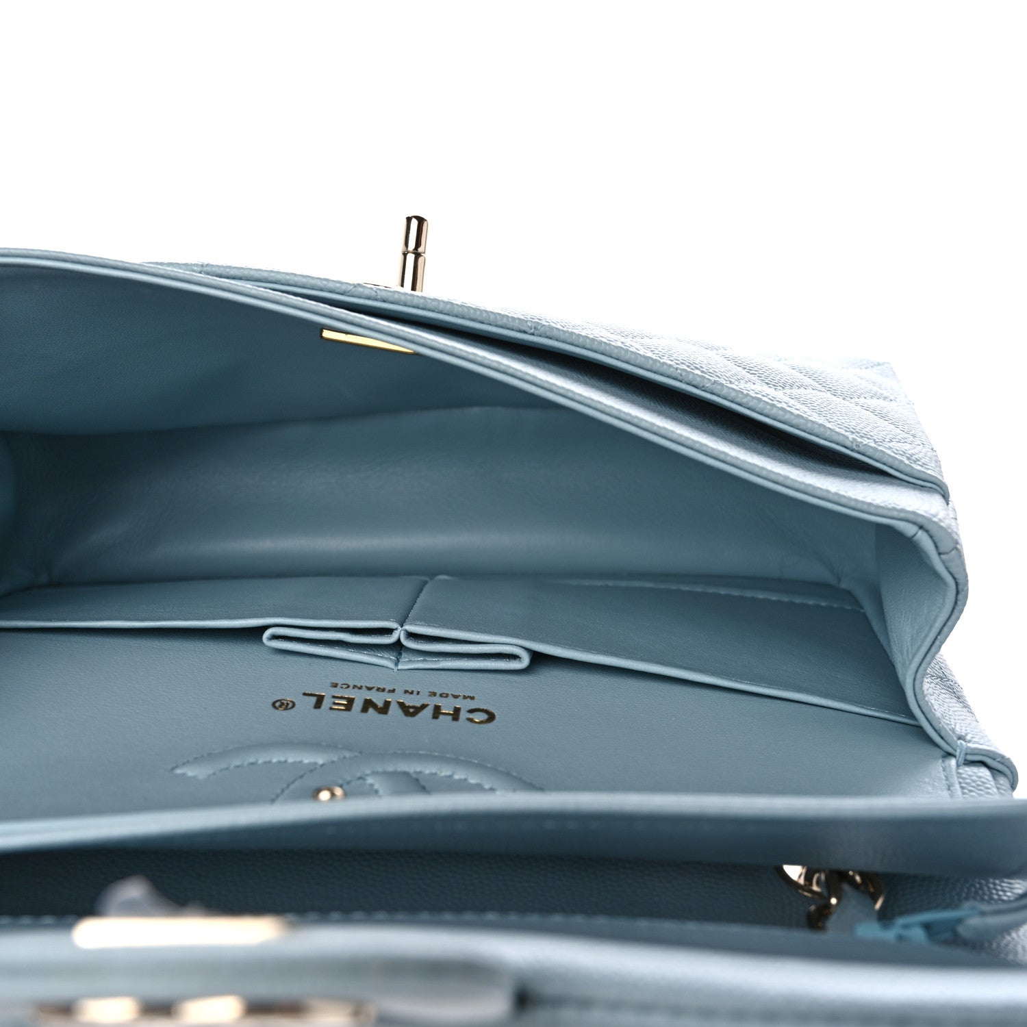 Chanel Caviar Quilted Small Double Flap Light Blue 5 of 12