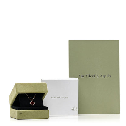 Van Cleef & Arpels 18K Rose Gold Carnelian Sweet Alhambra Pendant Necklace 5 of 5