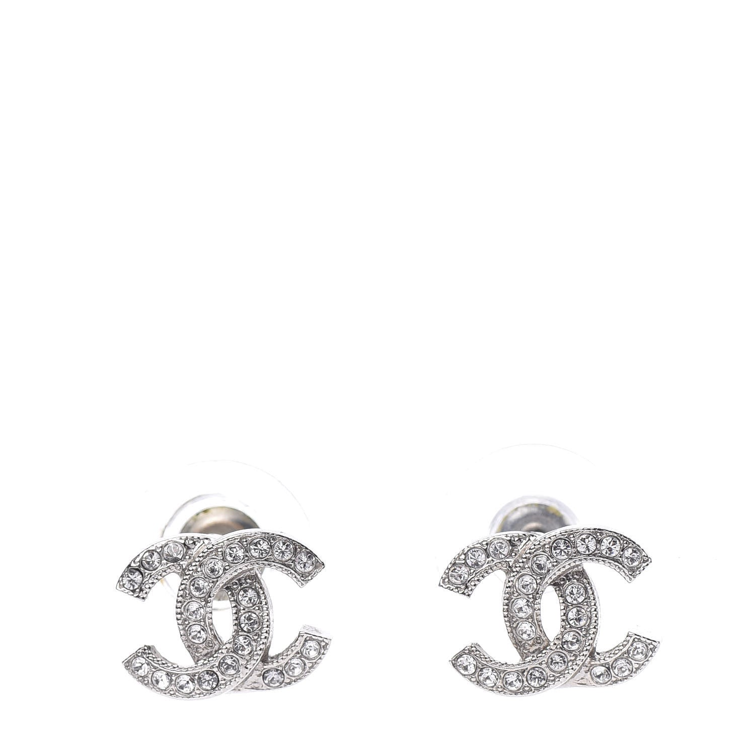 Chanel Crystal CC Earrings Silver 1 of 5
