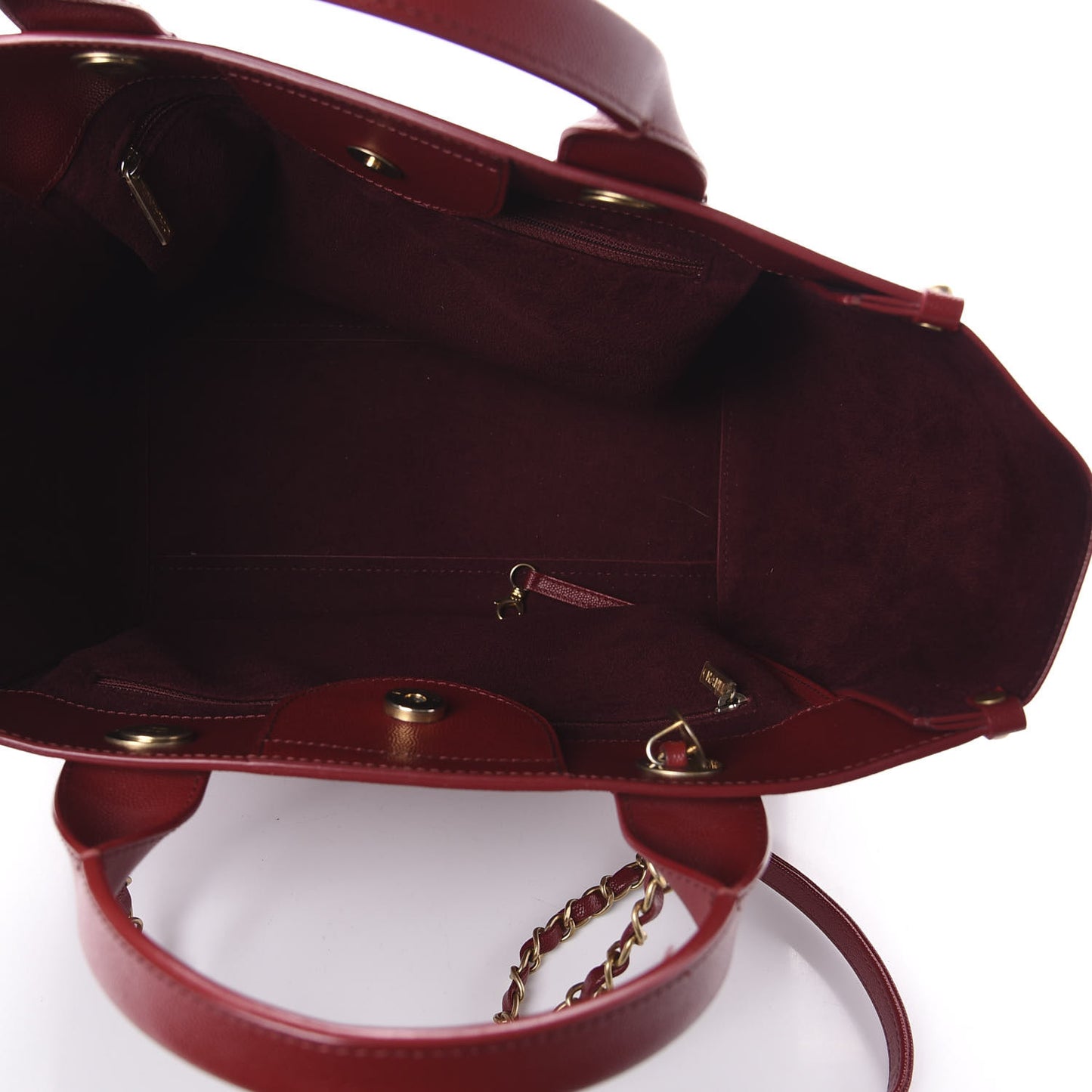 Caviar Small Studded Deauville Tote Red