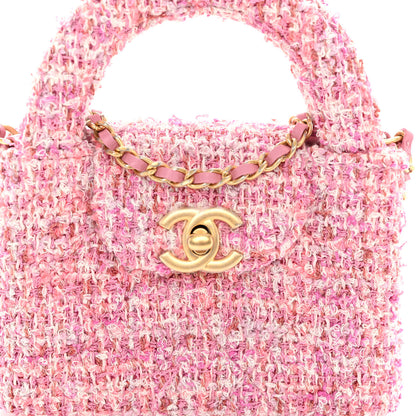 Chanel Tweed Quilted Mini Nano Kelly Shopper Pink 8 of 10