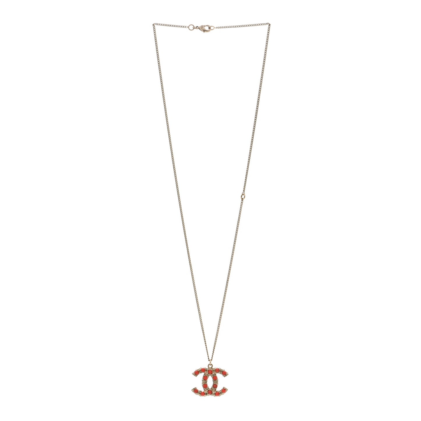 Resin Crystal CC Necklace Red Gold