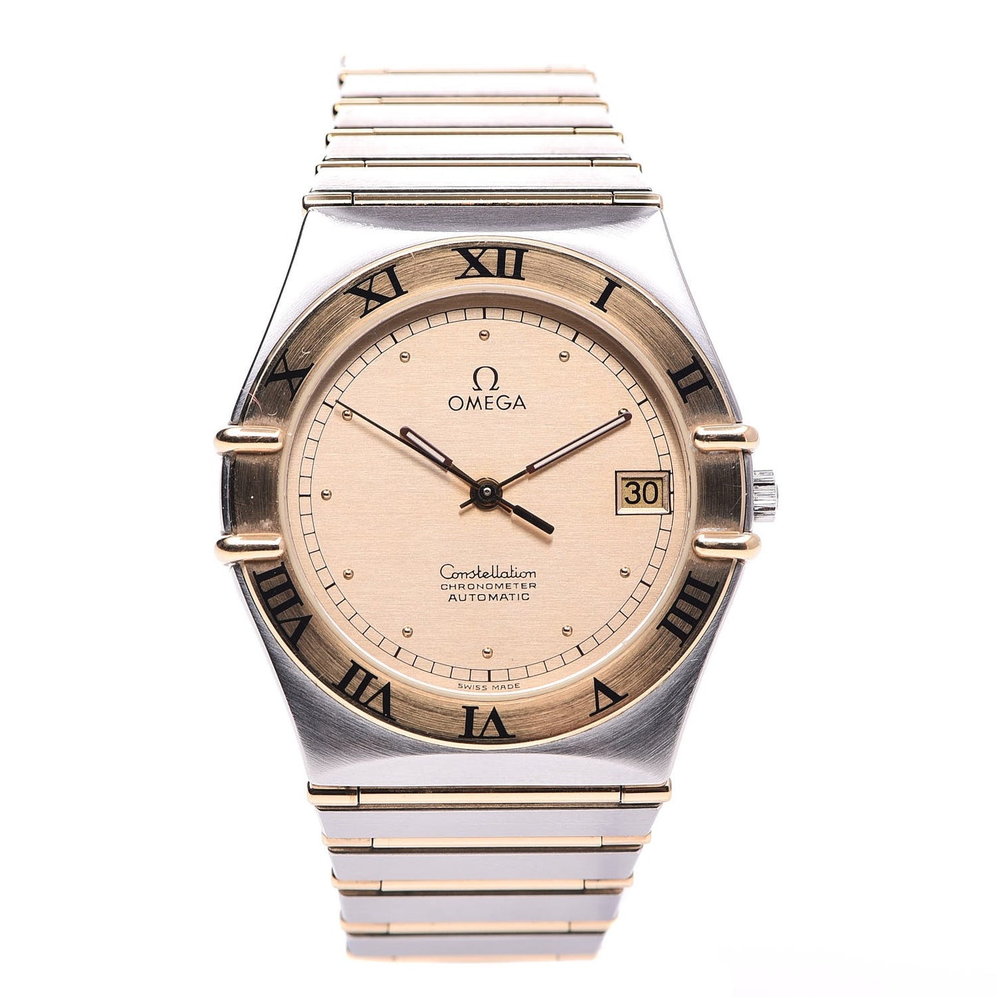 Stainless Steel 18K Yellow Gold 35mm Constellation Chronometer Automatic Watch Champagne 368.1075