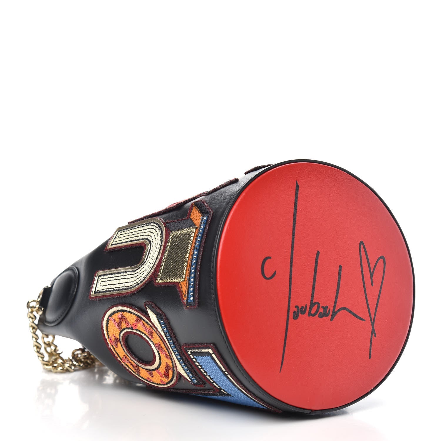 Christian Louboutin Calfskin Embroidered Alpha Marie Jane Bucket Black Multicolor 4 of 10