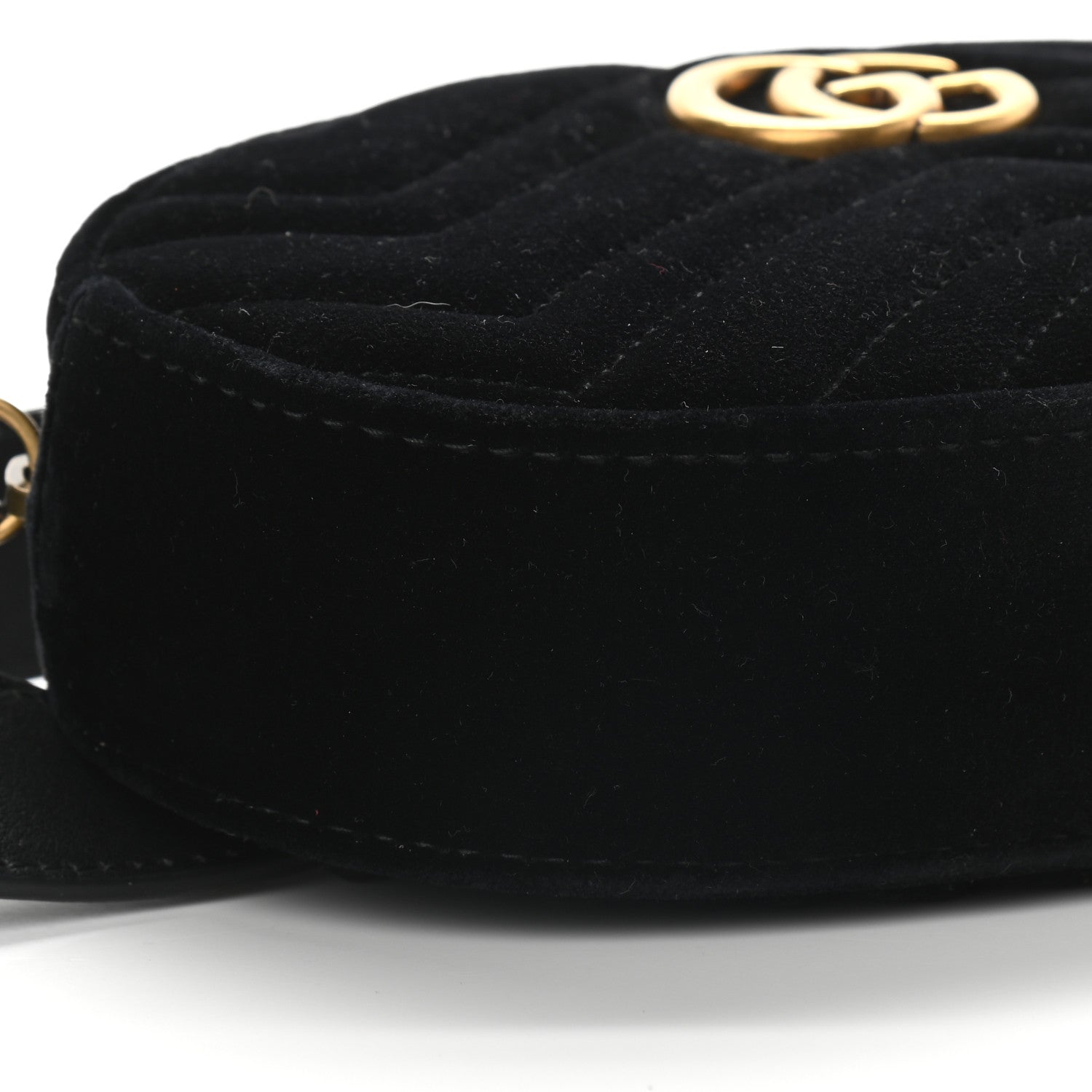 Gucci Velvet Matelasse GG Marmont Belt Bag 85 34 Black 5 of 9