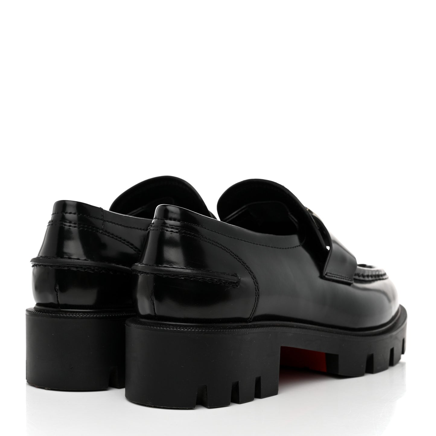 Patent Mens Medallion Flat Loafers 36 Black