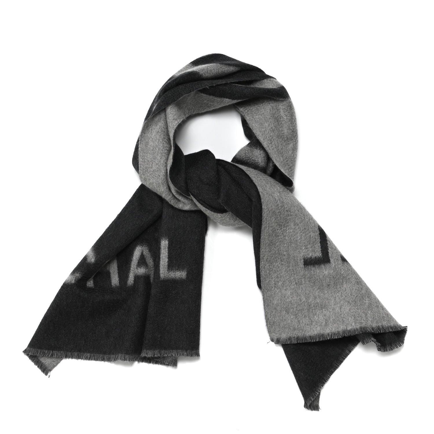 Chanel Cashmere CC Fringe Stole Grey Dark Grey 1 of 3