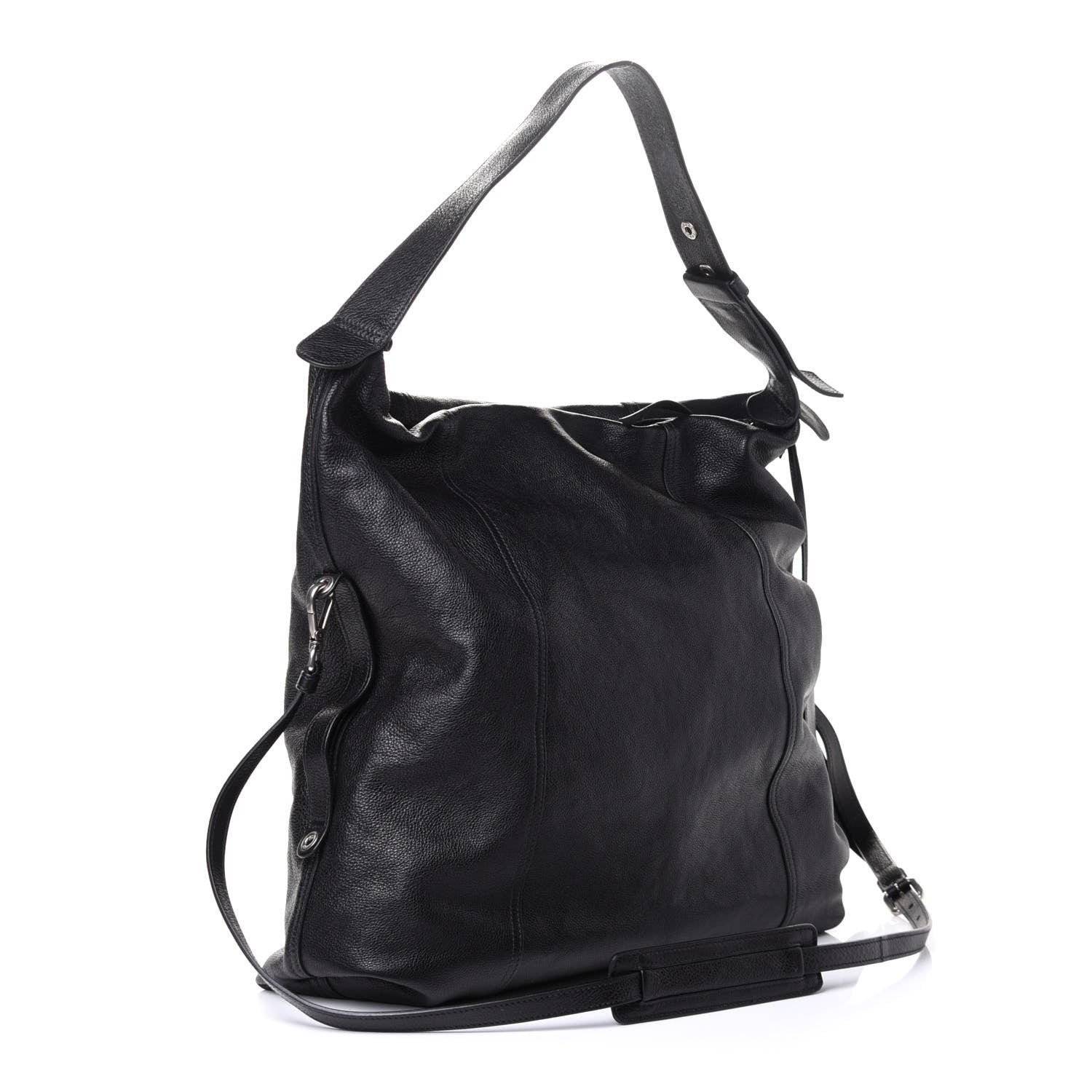Prada Glace Calfskin Etiquette Hobo Black 2 of 6