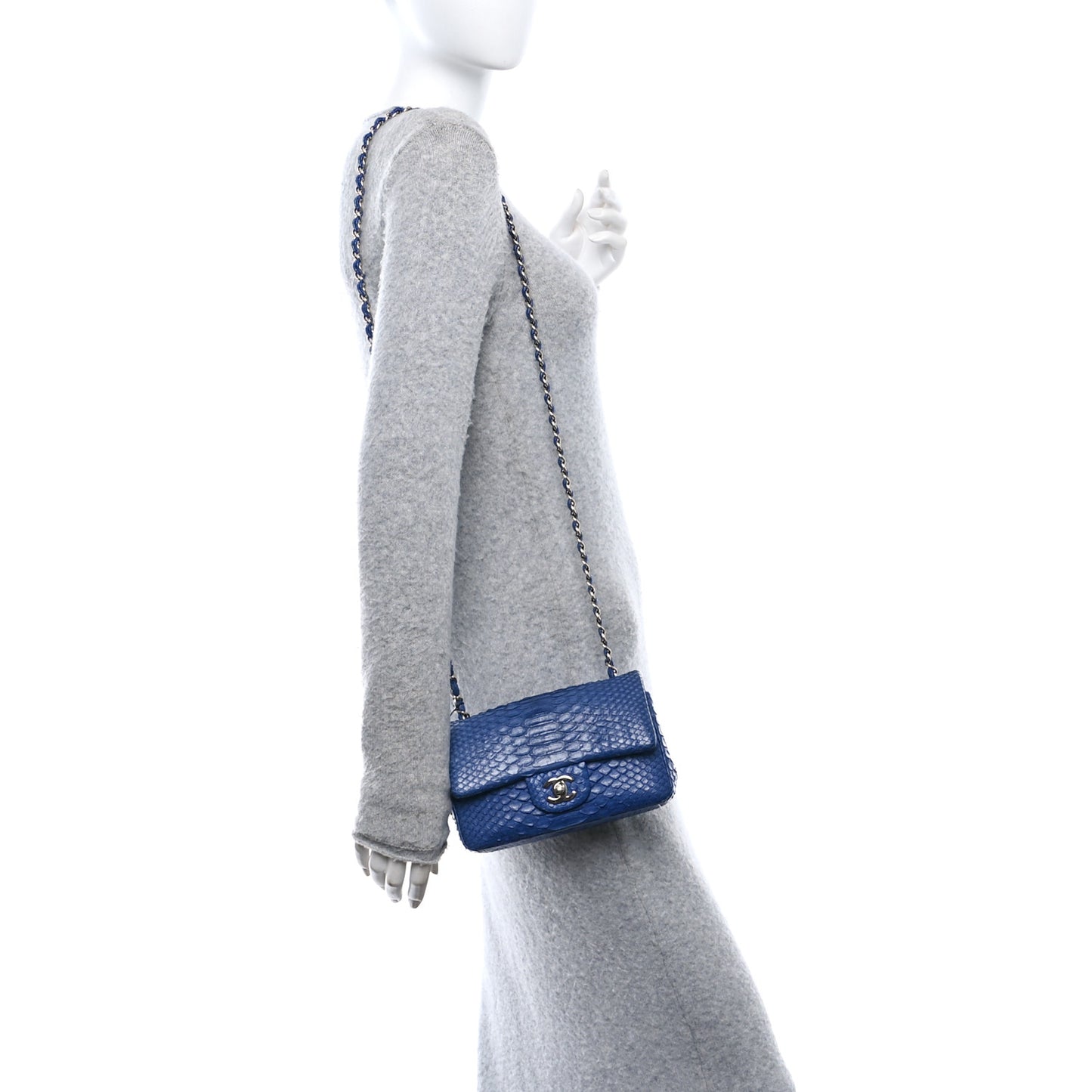 Snakeskin Mini Rectangular Flap Blue