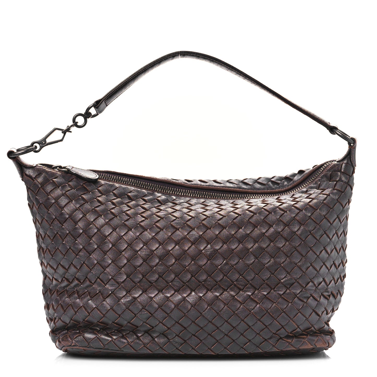 Metallic Nappa Intrecciato Small Shoulder Bag Steel