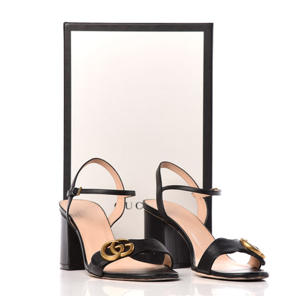 Gucci Lifford Calfskin GG Marmont Ankle Wrap 75mm Sandals 38.5 Black 11 of 11