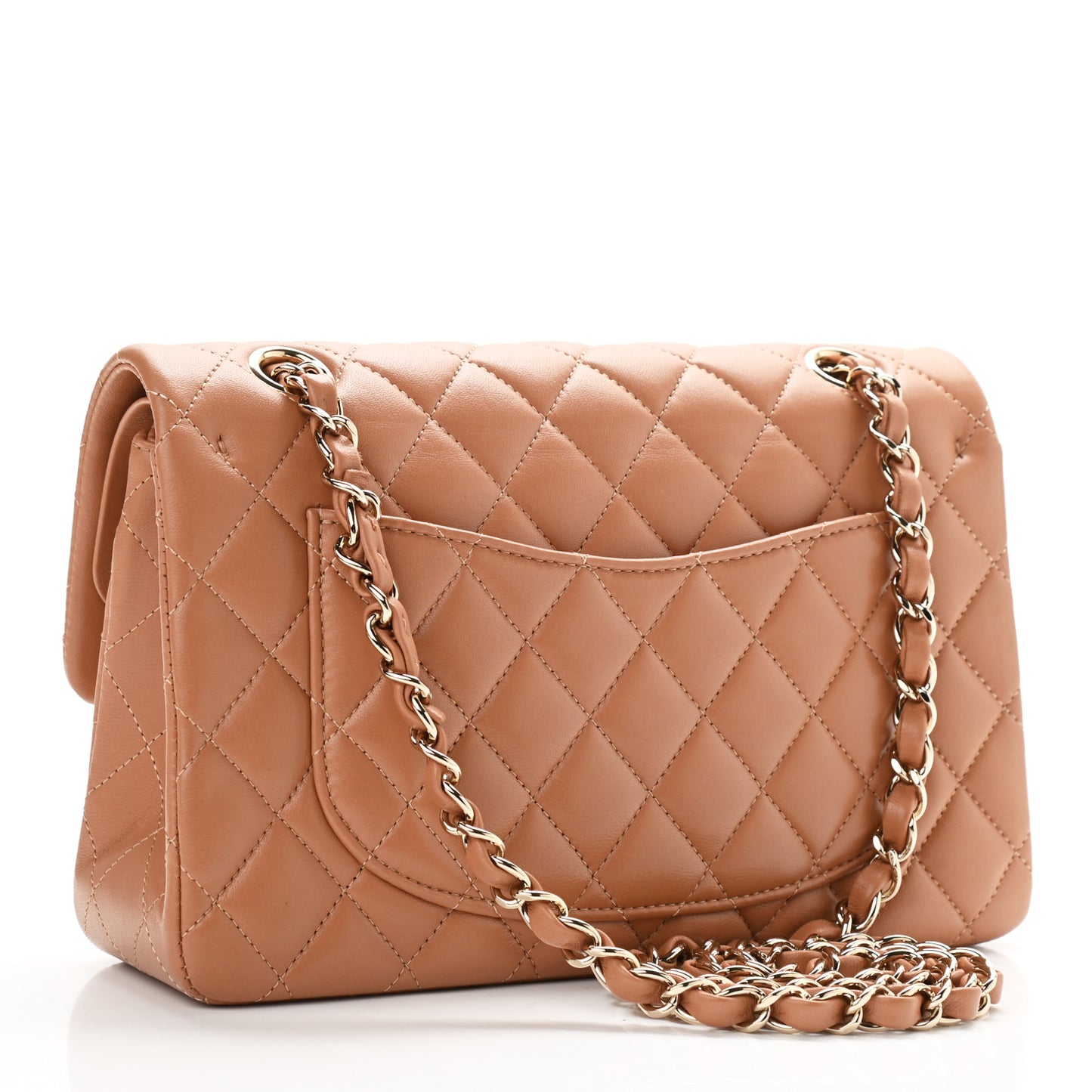 Lambskin Quilted Small Double Flap Brown