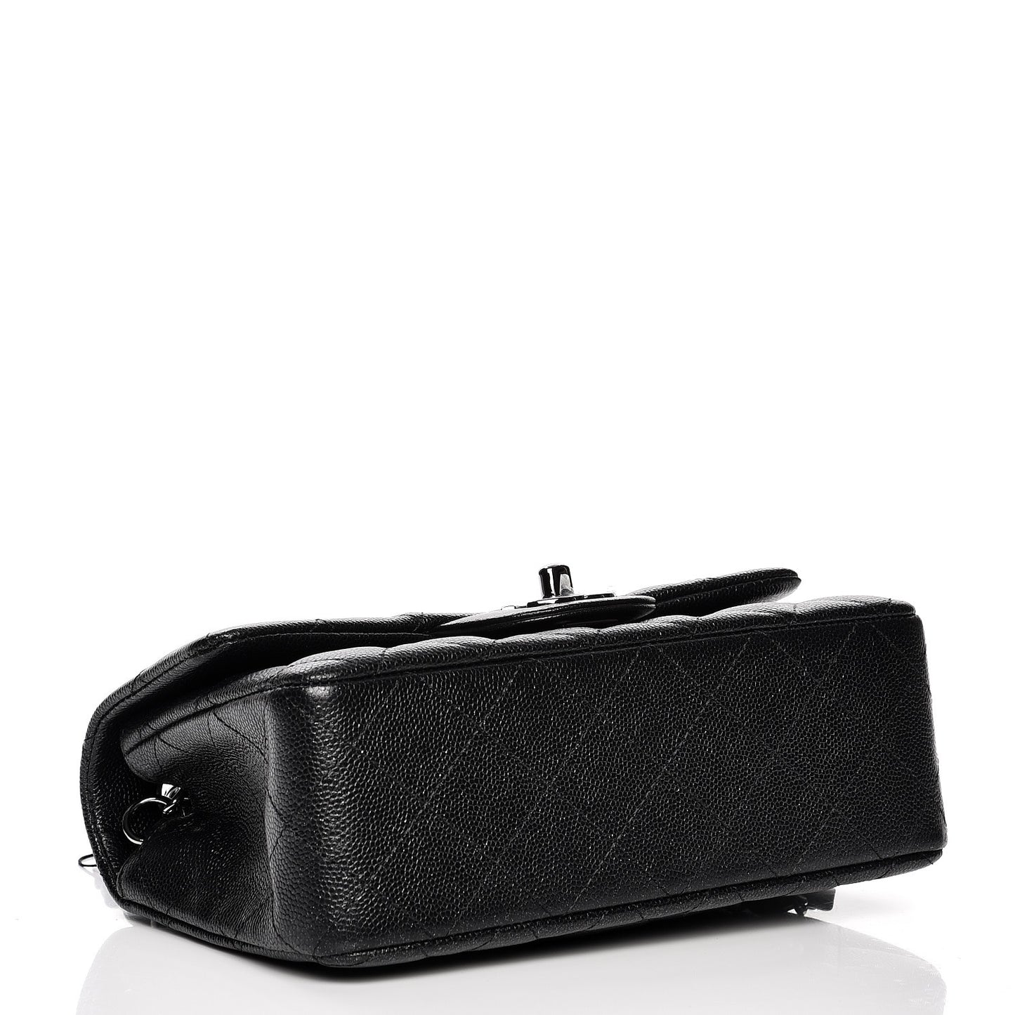Iridescent Caviar Quilted Mini Rectangular Flap Black